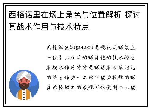 西格诺里在场上角色与位置解析 探讨其战术作用与技术特点